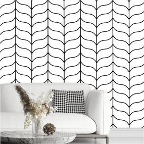 img 4 attached to Peel And Stick Wallpaper Removable Wallpaper Striped Black And White Contact Wallpaper Modern Geometric Self-Adhesive Wallpaper For Home Wall Furniture Decoration Cabinets Stick On 17.7 X 78.7 Inches