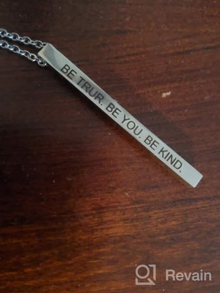 img 1 attached to Vertical Long Bar Stainless Steel Collar Pendant Necklace - Inspiring Mantra and Encouragement Statement Charm for SEO review by Jen Smith