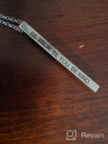 img 2 attached to Vertical Long Bar Stainless Steel Collar Pendant Necklace - Inspiring Mantra and Encouragement Statement Charm for SEO