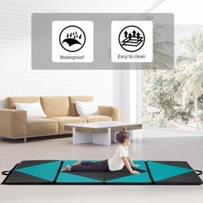 img 3 attached to 🧘 ZENOVA Foldable Gymnastics Mat - 3'x6'x2''/ 4'x6'x2'' Tumbling Exercise Mat for Home Aerobics, Workout, Fitness, Gym Floor