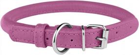 img 1 attached to BRONZEDOG Rolled Leather Dog Collar | Round Rope Pet Collars For Small, Medium & Large Dogs Puppy Cat | Red Pink Blue Teal Brown Rose Green (Neck Size 7'' - 8'', Rose)
