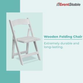 img 1 attached to Пакет из 4 деревянных складных стульев серии EventStable Titan - легкие стулья для дома и улицы с виниловой обивкой - идеально подходят для свадеб и мероприятий - белый