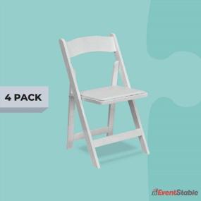 img 3 attached to Pack Of 4 EventStable Titan Series Wooden Folding Chairs - Lightweight Indoor/Outdoor Chairs With Vinyl Padding - Ideal For Weddings And Events - White