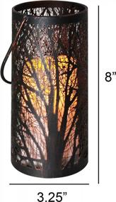 img 3 attached to Decorative Lantern With Timer And Flameless Candle: PetGirl Forest Lantern With Engraved Steel And Bronze Undertones - Perfect For Indoor/Outdoor Use With Hanging Option, Battery-Powered (3AAA)