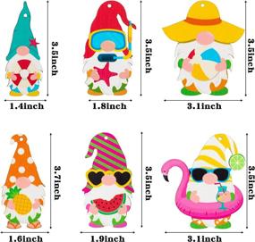 img 3 attached to WATINC 31Pcs Summer Gnome Hanging Wooden Ornament Set, Flamingo Element Wood Pendant Crafts Decor Supplies, Wood Tags Embellishments With Rope For Holiday Hawaiian Beach Party Decoration (10 Styles)