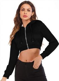 img 4 attached to Women'S Cute Crop Top Hoodie For Summer Workout - Long Sleeve Pullover Sweatshirt