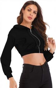 img 3 attached to Women'S Cute Crop Top Hoodie For Summer Workout - Long Sleeve Pullover Sweatshirt