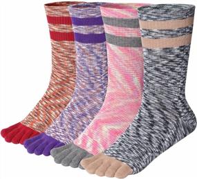 img 4 attached to Comfortable Meaiguo Cotton Crew Toe Socks For Active Women - Set Of 4 Pairs