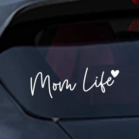 img 4 attached to 👩 Set of 2 Besby Mom Life Car Decals - 7'' x 2'' Heart Bumper Stickers, Die Cut, White, High-Quality Rainproof Stickers for Women's Car, Truck, Van, Laptop, Window