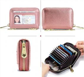 img 2 attached to RFID Blocking Leather Credit Card Holder Wallet With Keychain & ID Window - Pink