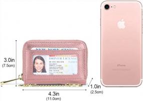 img 1 attached to RFID Blocking Leather Credit Card Holder Wallet With Keychain & ID Window - Pink
