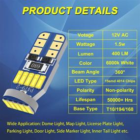 img 1 attached to XINYANG 10Pcs 194 LED Car Bulbs: Canbus No Error T10 168 LED Light Bulbs for Car Interior Dome Map Door Courtesy License Plate - 6000K White