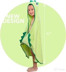 img 4 attached to 🦖 Ultra Soft Kids Hooded Towel with Green Dinosaur Design - Premium 100% Cotton Terry Cloth Bath Towel for Boys and Girls - Extra Large and Beach-Friendly (Bright Green)