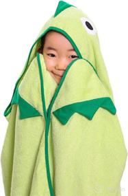img 3 attached to 🦖 Ultra Soft Kids Hooded Towel with Green Dinosaur Design - Premium 100% Cotton Terry Cloth Bath Towel for Boys and Girls - Extra Large and Beach-Friendly (Bright Green)