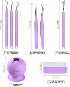 img 3 attached to IVyne (8Pcs) Premium Vinyl Weeding Tool Kit & Weeding Scrap Collector Soft Grip Tools With Berry, Weeder, Tweezers, Picker Or Hook, And Scraper Set For Silhouette Cameos & Cricut - Purple