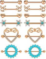 🌸 anicina 14g women's nipple rings: barbell nipplering jewelry in 14mm and 16mm sizes, ideal for straight tongue rings and nipple piercing logo