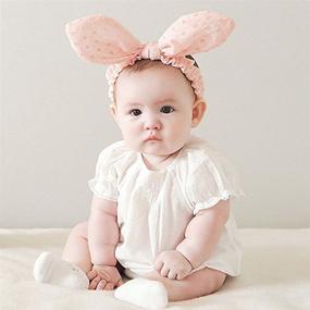 img 2 attached to 🐰 RQJ Bunny Ear Headband for Baby Girls - Pink Infant Headwear Turban Hair Band Halo