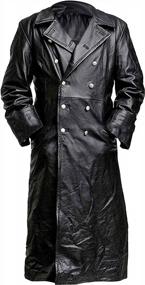 img 1 attached to LP-FACON Mens Vintage German Classic WW2 Officer Military Uniform Leather Trench Coat Jacket