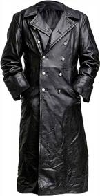 img 4 attached to LP-FACON Mens Vintage German Classic WW2 Officer Military Uniform Leather Trench Coat Jacket