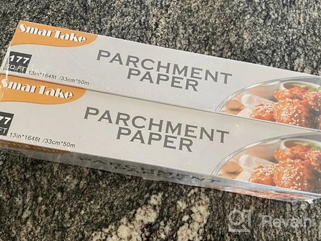 img 1 attached to SMARTAKE Non-Stick Parchment Paper Roll, 13 In X 164 Ft (177 Sq. Ft) For Baking, Cooking, Air Fryer, Steamer, Kitchen, Cookies, Bread, And More - White Baking Pan Liner review by Nguyen Taylor