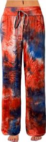 img 4 attached to Comfortable Women'S Tie Dye Lounge Pants With Drawstring - Palazzo Style, Wide Leg, Ideal For All Seasons