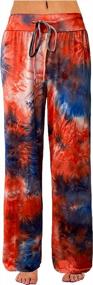 img 4 attached to Удобные женские брюки для отдыха Tie Dye с кулиской - стиль палаццо, широкие штанины, идеальны для всех сезонов