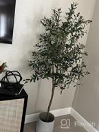 img 1 attached to Artificial Olive Tree - 5.25Ft Tall Faux Potted Silk Tree With Planter, Large Olive Branch And Fruit Decoration, Indoor Home Decor For Modern Living Spaces, 1032 Leaves review by Jake Mccallum