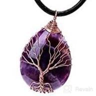 img 1 attached to POTESSA Copper Wire Wrapped Amethyst Opal Teardrop Heart Pendant 🌳 Necklace - Tree of Life Gemstone Healing Chakra Necklace Choker, 18 inches review by Gavin Dunne