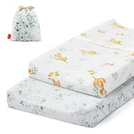 besrey changing pad cover set: soft jersey knit cotton sheets with storage bag & buckle holes for baby boys and girls in flora plant style (2 pack) logo