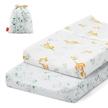besrey changing pad cover set: soft jersey knit cotton sheets with storage bag & buckle holes for baby boys and girls in flora plant style (2 pack) logo