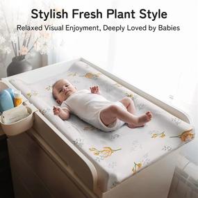 img 1 attached to Besrey Changing Pad Cover Set: Soft Jersey Knit Cotton Sheets With Storage Bag & Buckle Holes For Baby Boys And Girls In Flora Plant Style (2 Pack)