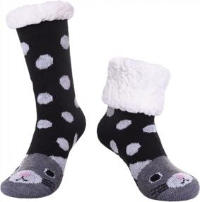 img 4 attached to Women'S Non-Slip Fleece Slipper Socks, Soft & Cozy Winter Warmth For Home