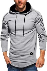 img 4 attached to Men'S Casual Pullover Hoodie Pleated Raglan Long Sleeve Slim Fit Sweatshirt - Nicetage