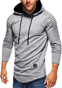 img 3 attached to Men'S Casual Pullover Hoodie Pleated Raglan Long Sleeve Slim Fit Sweatshirt - Nicetage