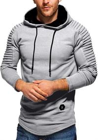 img 2 attached to Men'S Casual Pullover Hoodie Pleated Raglan Long Sleeve Slim Fit Sweatshirt - Nicetage