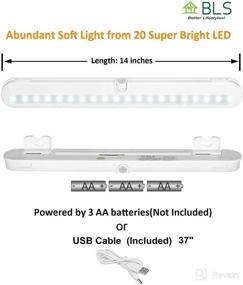 img 2 attached to T01L Светодиодный светильник для шкафа - BLS Super Bright 20 LED Подсветка шкафа Питание от батареи / вход постоянного тока Беспроводной датчик движения