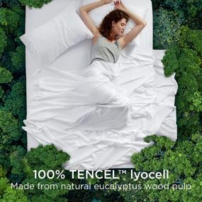 img 3 attached to BEDSURE Cooling Sheets Full Size - Cooling Sheets For Hot Sleepers, Silky Soft Breathable Tencel Sheets, 100% Eucalyptus Sheets With Deep Pocket, 4 Pieces Luxury Hotel Bed Sheets (White, Full)