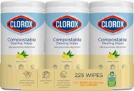 🍋 clorox compostable cleaning wipes - multipurpose wipes - simply lemon scented, 75 count (pack of 3) logo