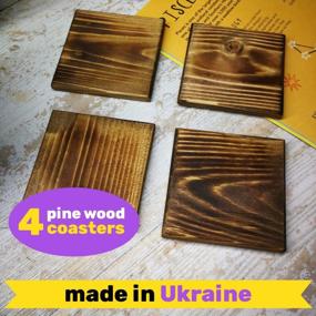 img 3 attached to 4 Natural Pine Wood Coasters From Ukraine - Handcrafted By Cusinium