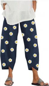 img 1 attached to Breathable Women'S Cotton Linen Cropped Pants With Wide Legs For Summer