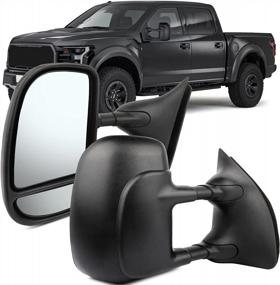 img 4 attached to 1999-2007 Ford F250/F350/F450/F550 Super Duty Truck Manual Telescoping Tow Mirror (Pair) By OCPTY