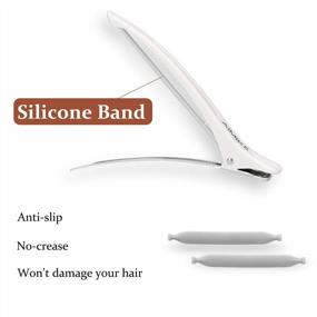 img 2 attached to 6pcs AIMIKE Professional Styling Sectioning Hair Clips - Non Slip No-Trace Duck Billed Clips with Silicone Band for Salon and Home Hair Cutting - Ideal for Hairdressers, Women, Men - White, 4.3” Long