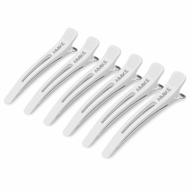 6pcs aimike professional styling sectioning hair clips - non slip no-trace duck billed clips with silicone band for salon and home hair cutting - ideal for hairdressers, women, men - white, 4.3” long логотип