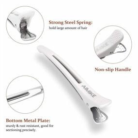 img 1 attached to 6pcs AIMIKE Professional Styling Sectioning Hair Clips - Non Slip No-Trace Duck Billed Clips with Silicone Band for Salon and Home Hair Cutting - Ideal for Hairdressers, Women, Men - White, 4.3” Long