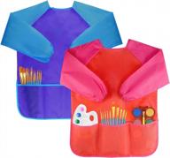 protective & practical: bassion 2 pack kids art smocks with long sleeves & 3 pockets for painting, ages 2-6 logo