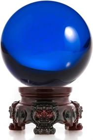 img 3 attached to Crystal Ball With Redwood Lion Stand, 80Mm Gazing Divination Feng Shui Fortune Telling Decorative Lensball Photography Gift Box