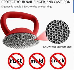 img 1 attached to Herda Cast Iron Cleaner Brush: Soldered Fine Chainmail Scrubber for Effortless Skillet & Griddle Cleaning