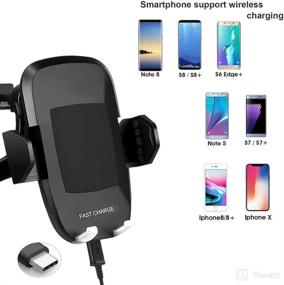 img 1 attached to 📱 Universal Fast Wireless Car Charger Mount by Yayale - iPhone X/8/8 Plus, Samsung Galaxy S8/S7 Edge & Qi Enabled Devices - Air Vent Stand Phone Holder