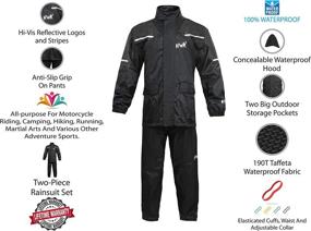 img 3 attached to HWK Motorcycle Reflective Waterproof Rainsuit Motorcycle & Powersports