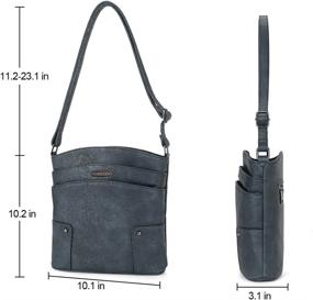img 3 attached to Винтажная кожаная сумка через плечо с тройными карманами - идеально подходит для путешествий и повседневного использования